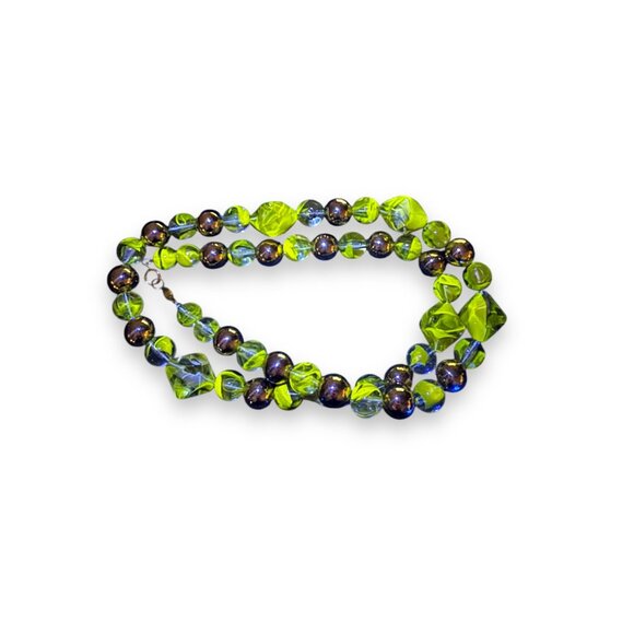 Arthur David Gold Marbled Lucite Beaded Necklace 30” Spring Ring Glow - Picture 6 of 6